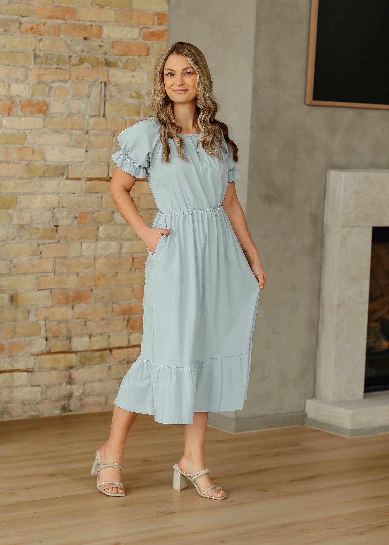 Amy Puff Sleeve Midi Dress | *PRE-ORDER*| Nursing Friendly