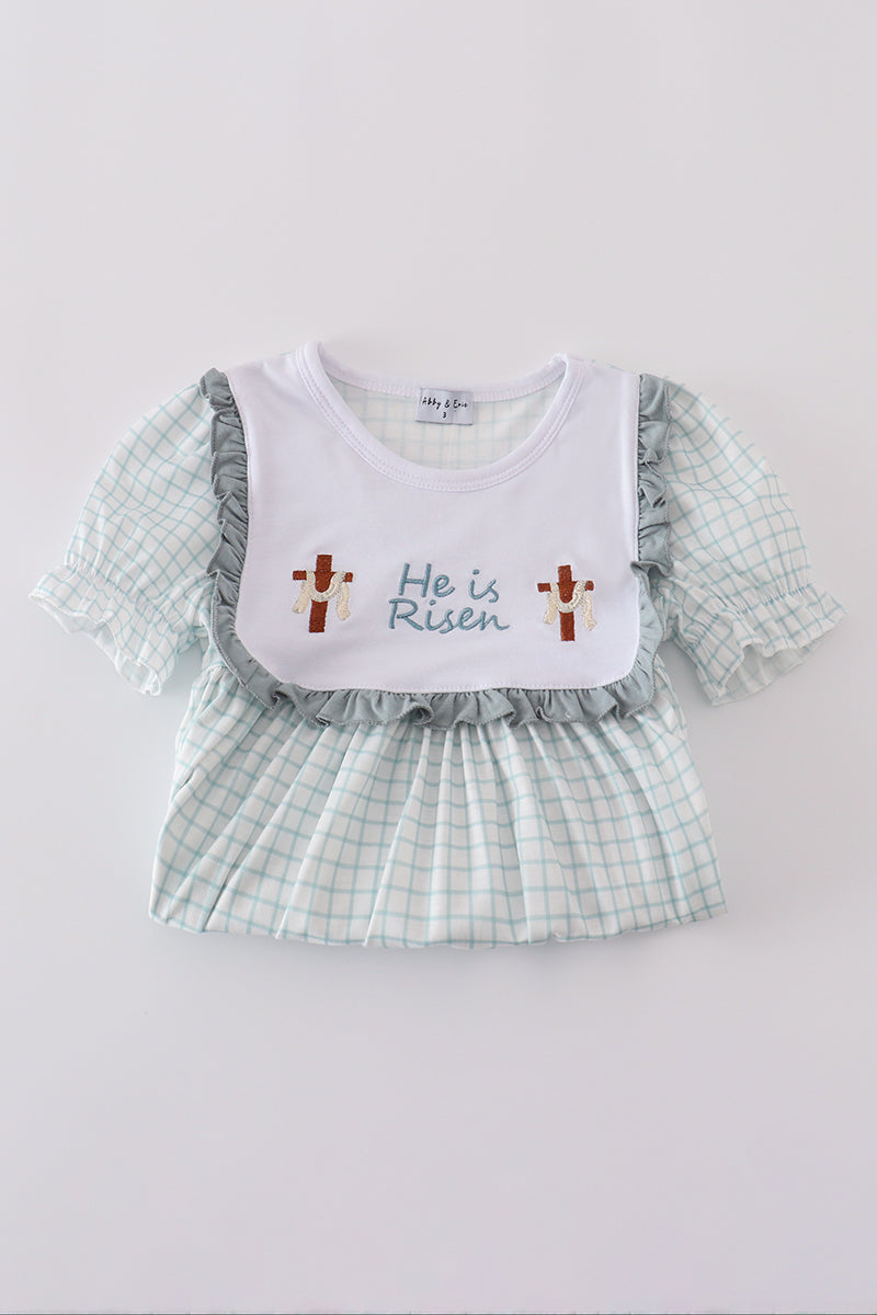 HE IS RISEN EMBROIDERY | Blue Shirt & Shorts Set✝️