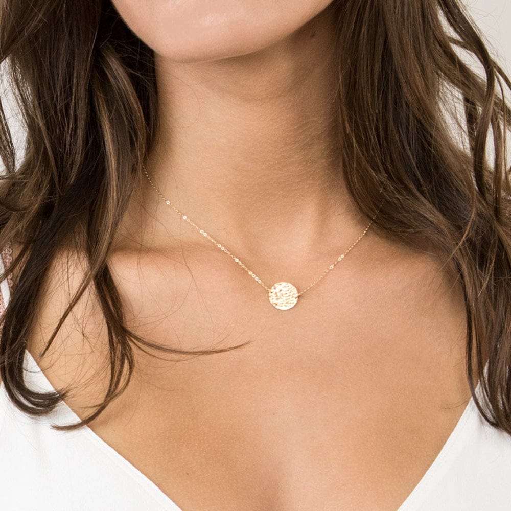 GOLD HAMMERED DISC NECKLACE