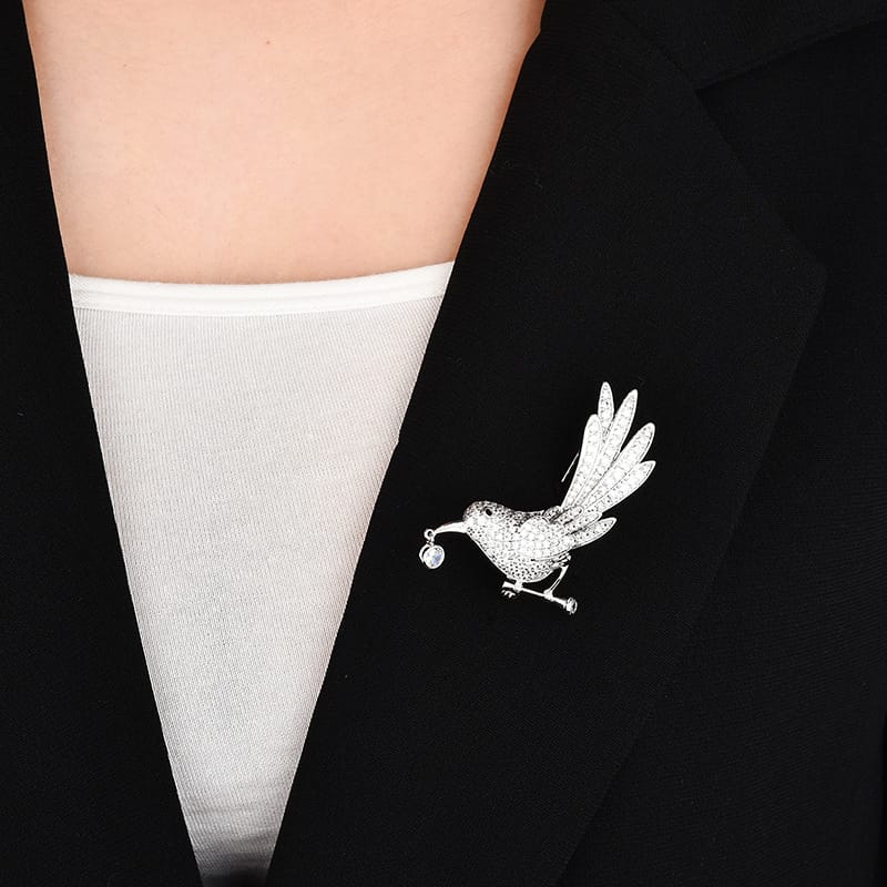 CRYSTAL BIRD BROOCH