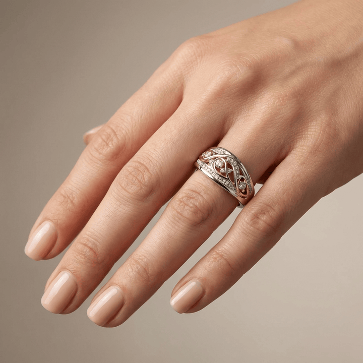 SILVER ROSE GOLD TWO TONE VINTAGE RING