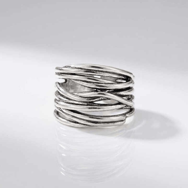 SILVER STACKED ZIRCONIA RING - (ADJUSTABLE)