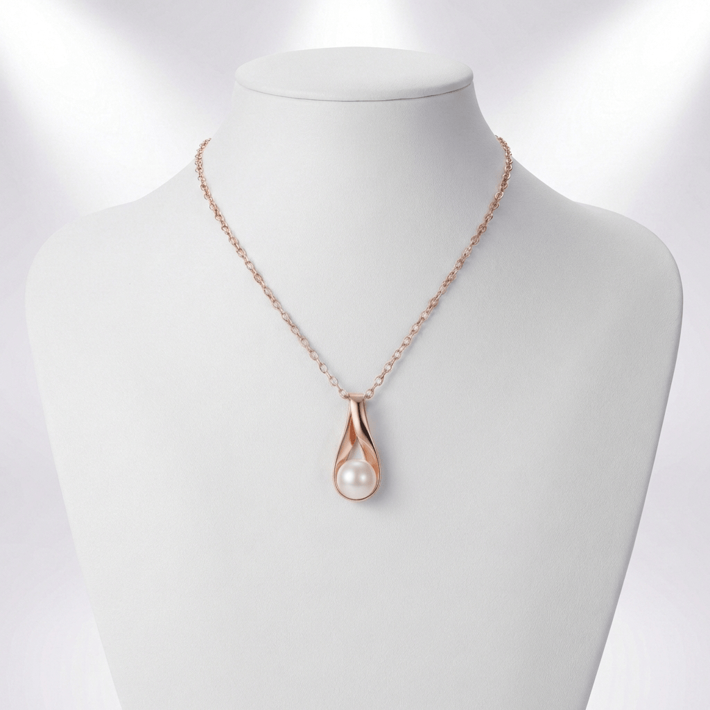ROSE GOLD PEARL TEARDROP NECKLACE