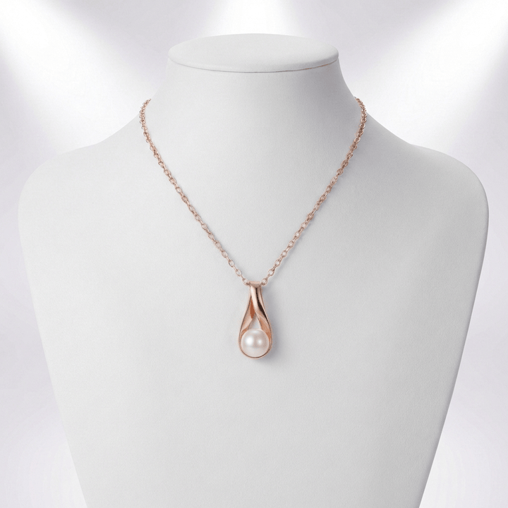 ROSE GOLD PEARL TEARDROP NECKLACE