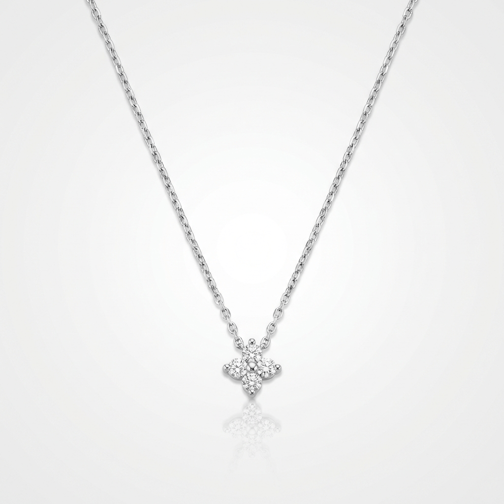 FLOWER ZIRCONIA PENDANT NECKLACE