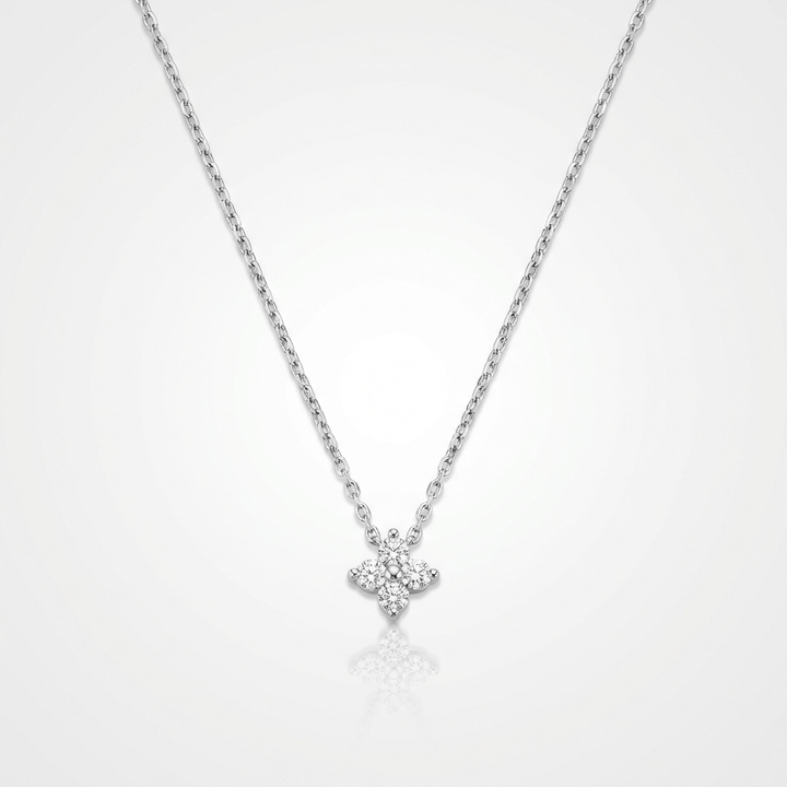 FLOWER ZIRCONIA PENDANT NECKLACE