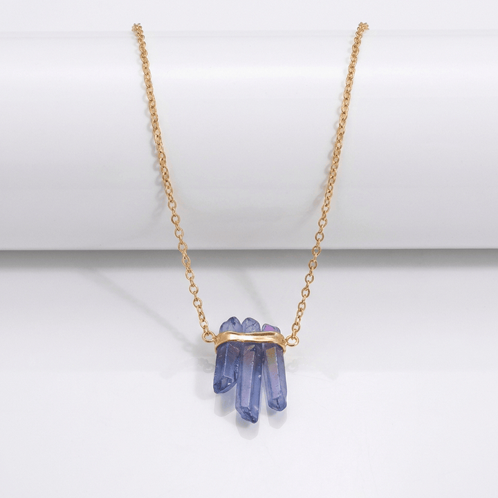 GOLD PURPLE AMETHYST CLUSTER NECKLACE