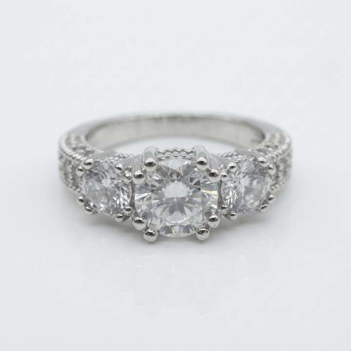 SILVER ROUND ZIRCONIA HALO RING
