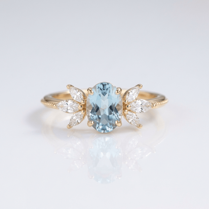 GOLD AQUAMARINE MARQUISE RING