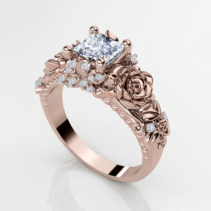 ROSE &amp; ZIRCON VINTAGE RING