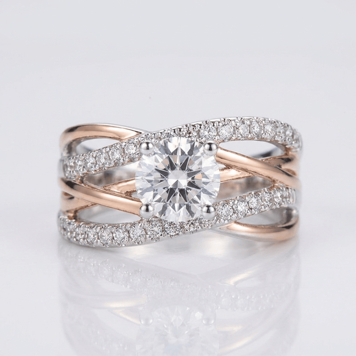 ROSE GOLD ROUND DIAMOND CROSSOVER RING