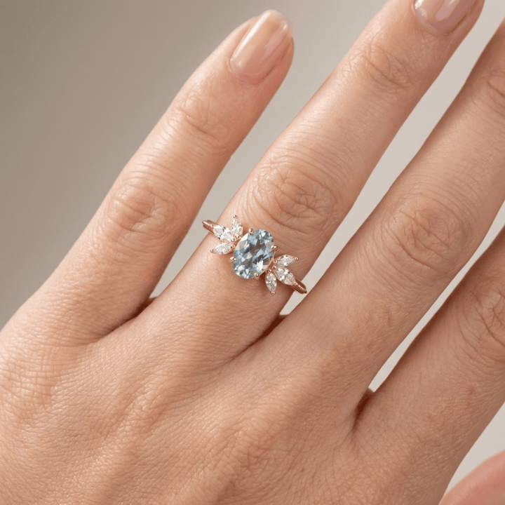 GOLD AQUAMARINE MARQUISE RING