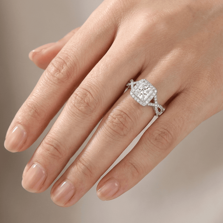 SILVER CUSHION DIAMOND TRILOGY RING