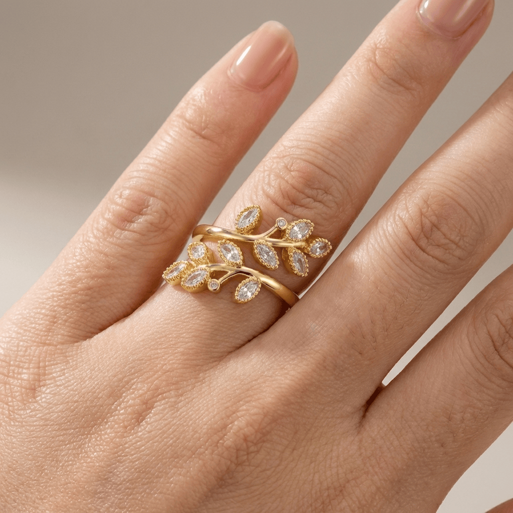 GOLD LEAF WRAP RING - (ADJUSTABLE)