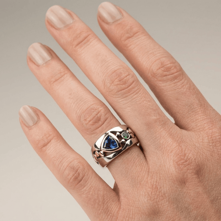 SAPPHIRE &amp; ZIRCONIA TWO TONE RING
