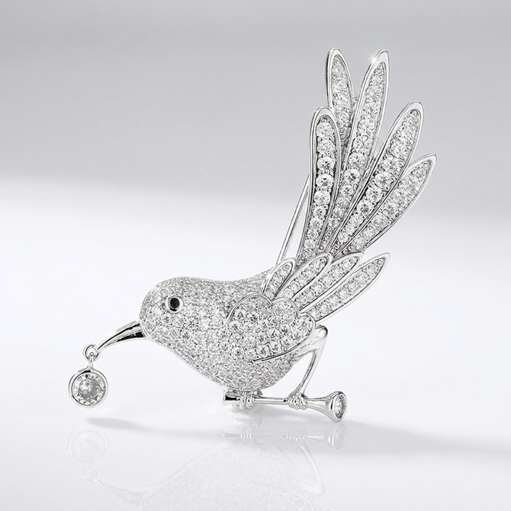 CRYSTAL BIRD BROOCH