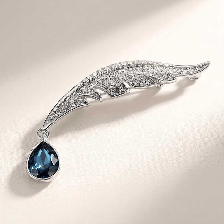 GOLDEN FEATHER DROP BROOCH