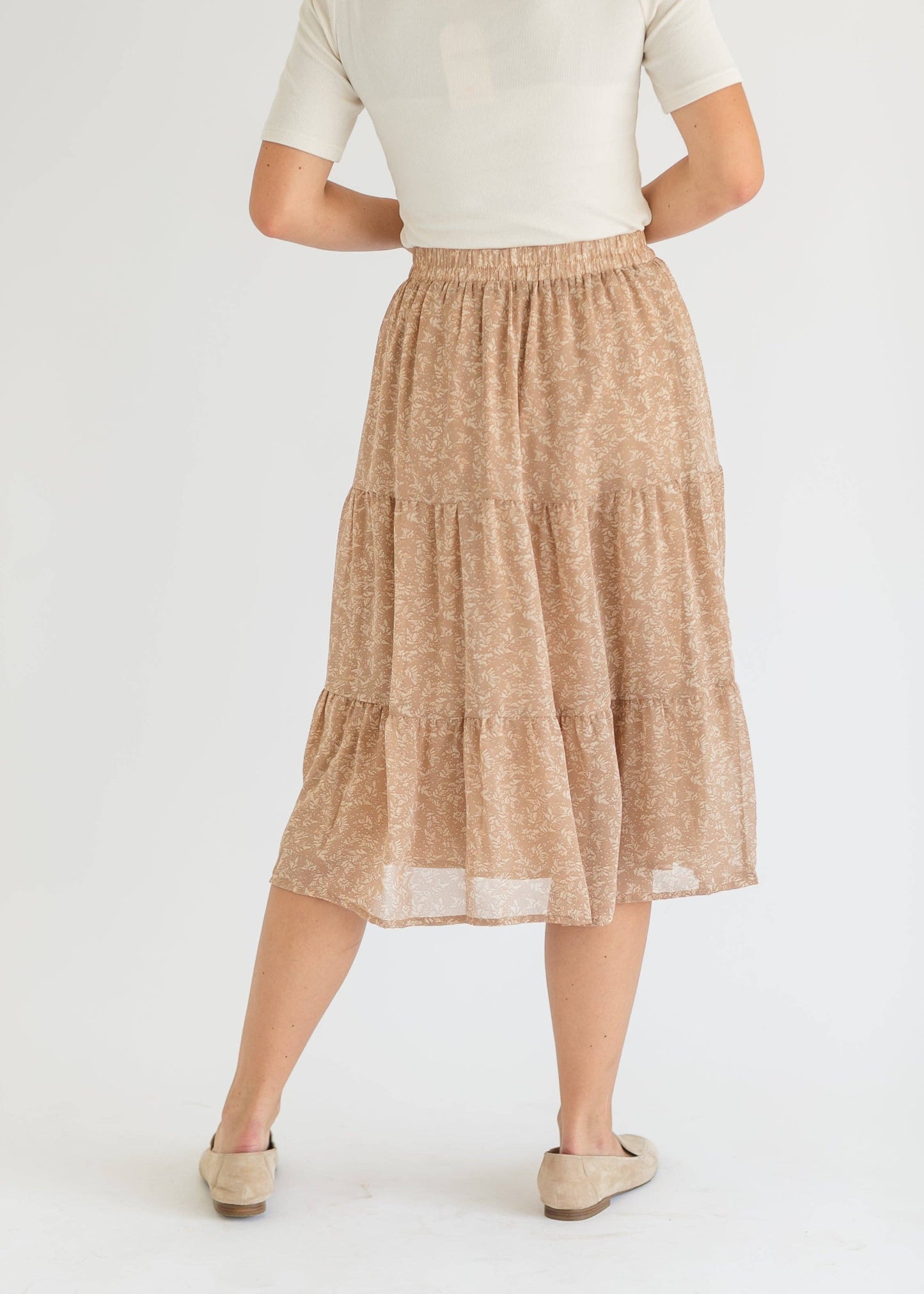 Harlow Abstract Floral Tiered Midi Skirt