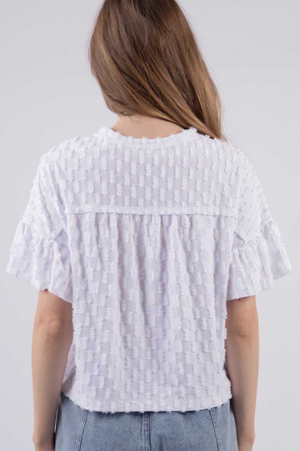 Textured Knit Oversized Casual Top | White