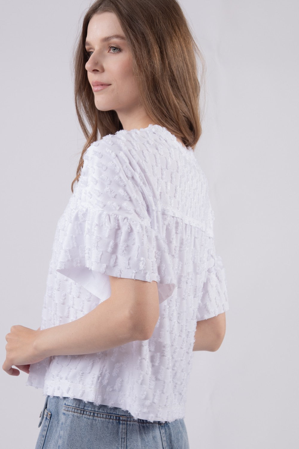 Textured Knit Oversized Casual Top | White