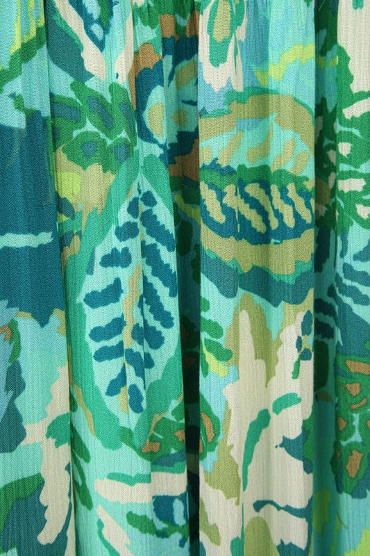 Plus Size Sleeveless Tropical Printed Midi Dress