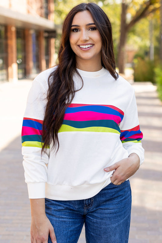 Alora Striped Accent Long Sleeve Top-0