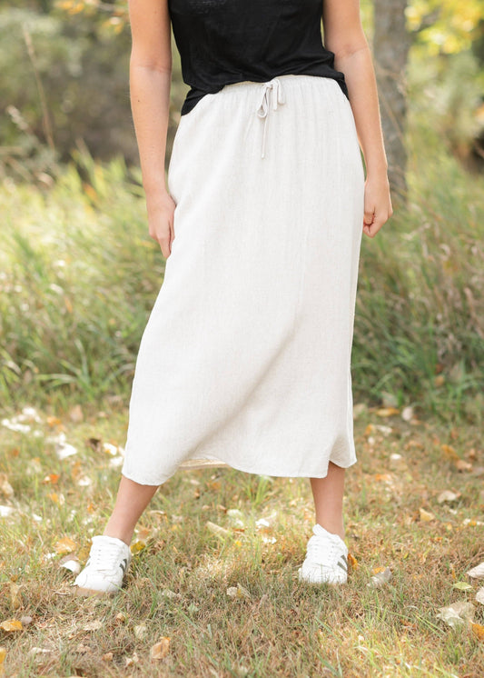 Essential Linen Elastic Waist Maxi Skirt