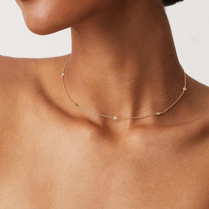 SILVER ZIRCONIA STATION NECKLACE