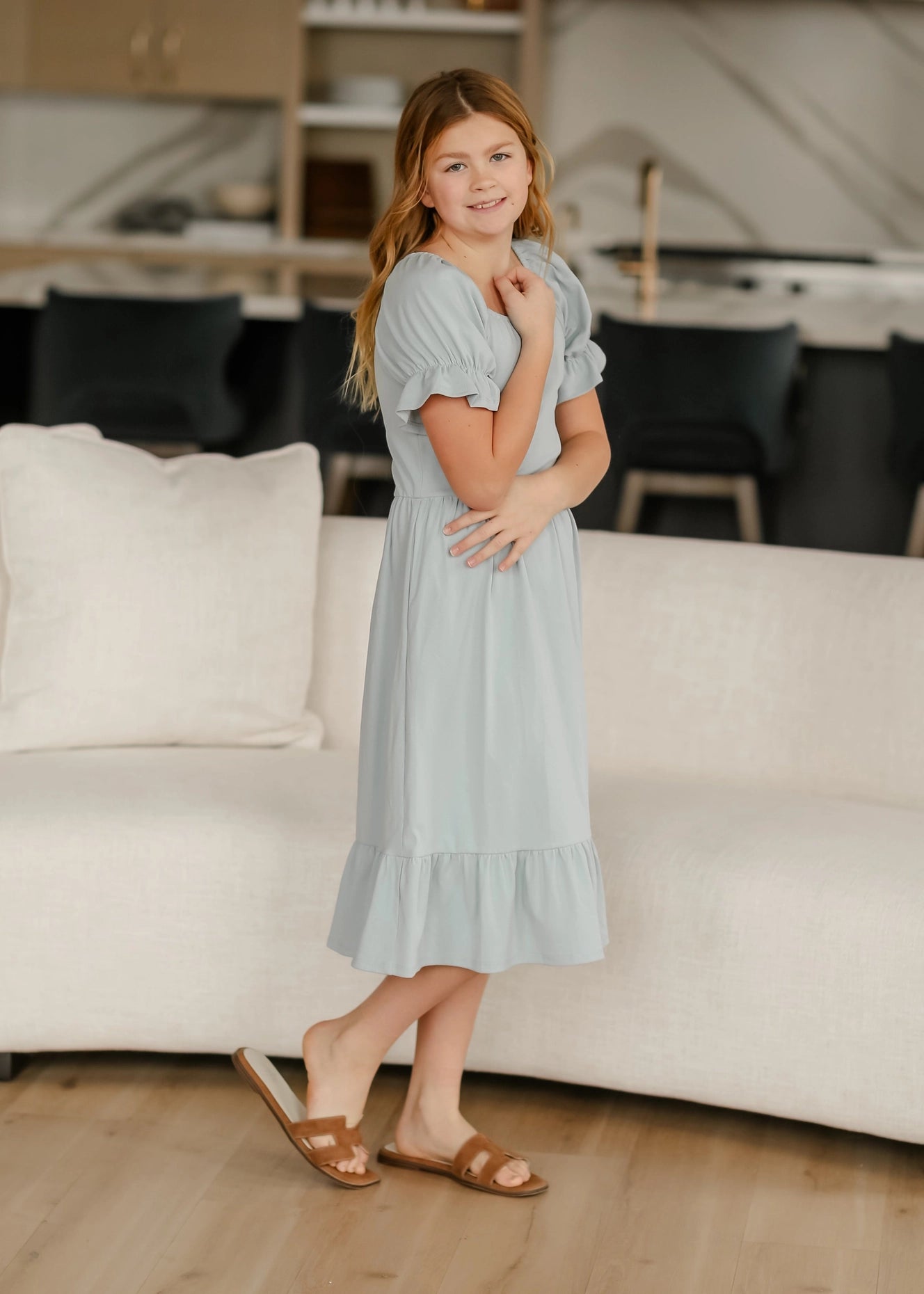 Girl's Aubriel Puff Sleeve Midi Dress |*PRE-ORDER*