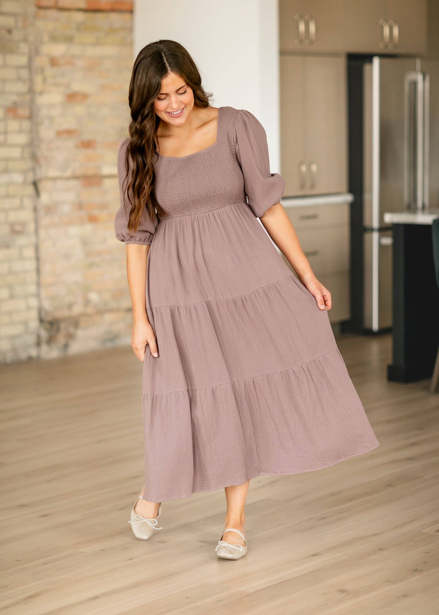 Kayleen Cotton Gauze Smocked Bodice Tiered Maxi Dress | Nursing Friendly