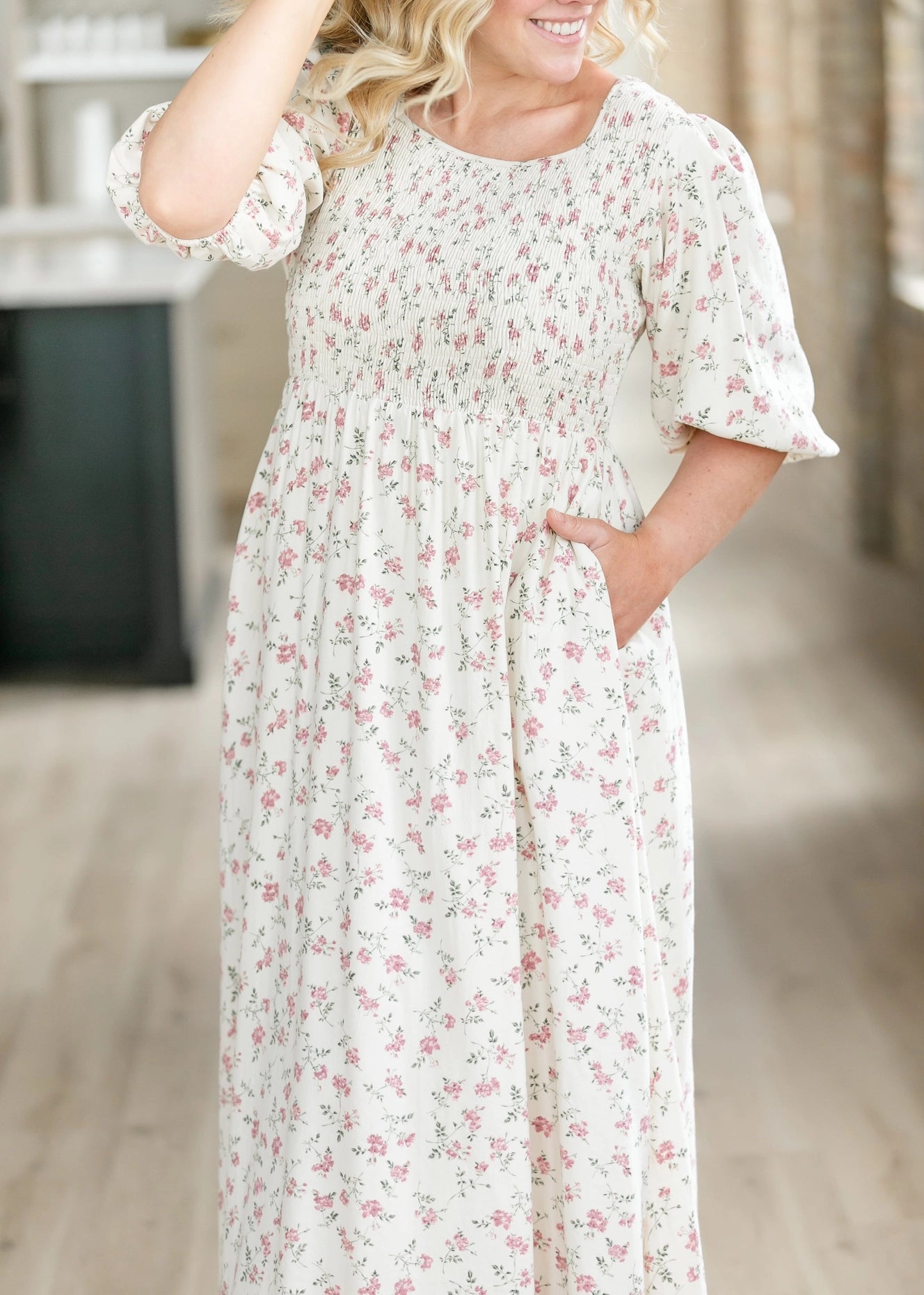 Kayleen Smocked Bodice Maxi Dress | Nursing Friendly