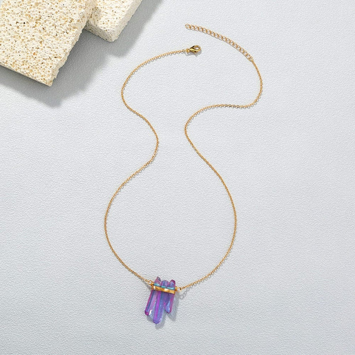 GOLD PURPLE AMETHYST CLUSTER NECKLACE