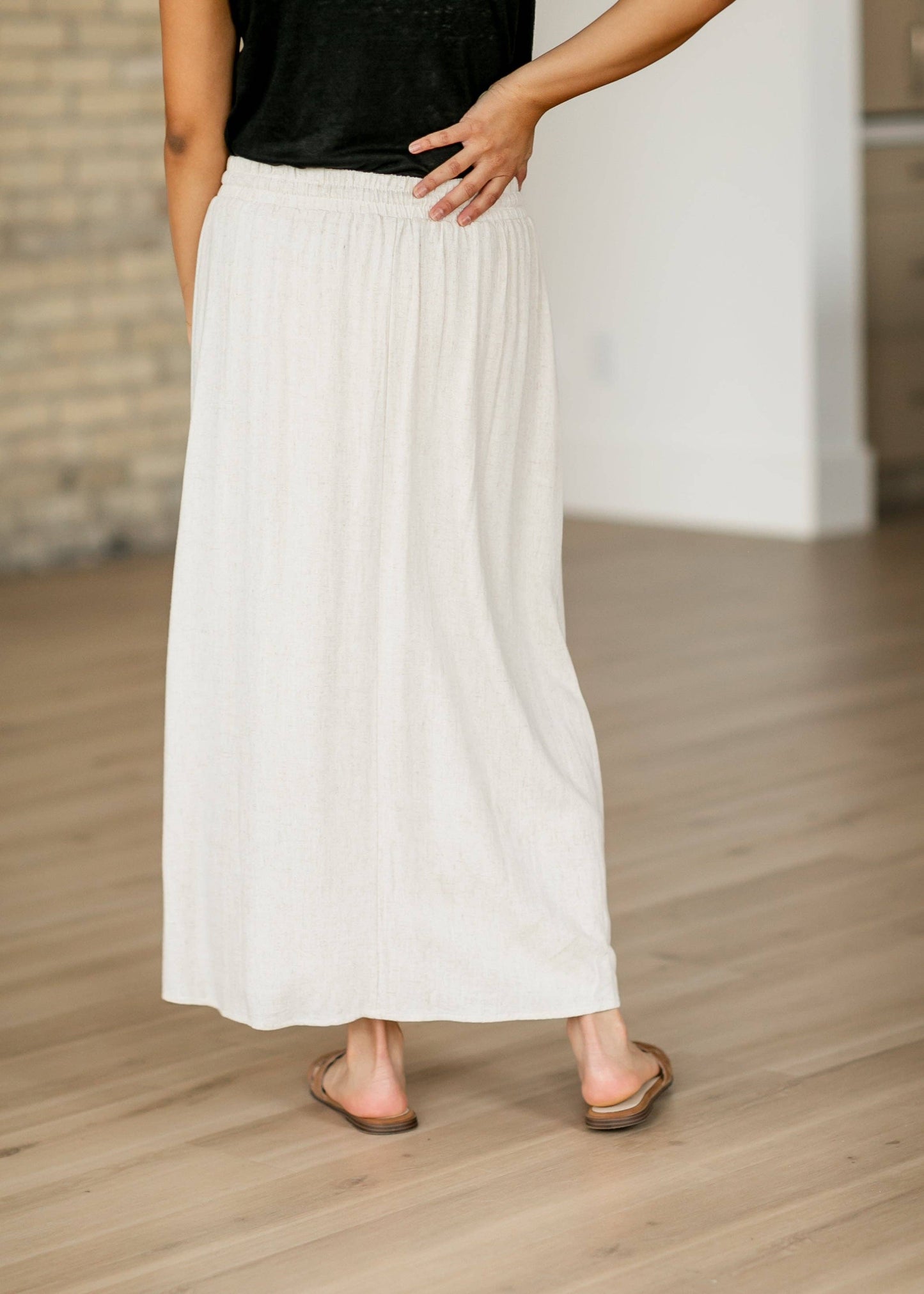 Essential Linen Elastic Waist Maxi Skirt