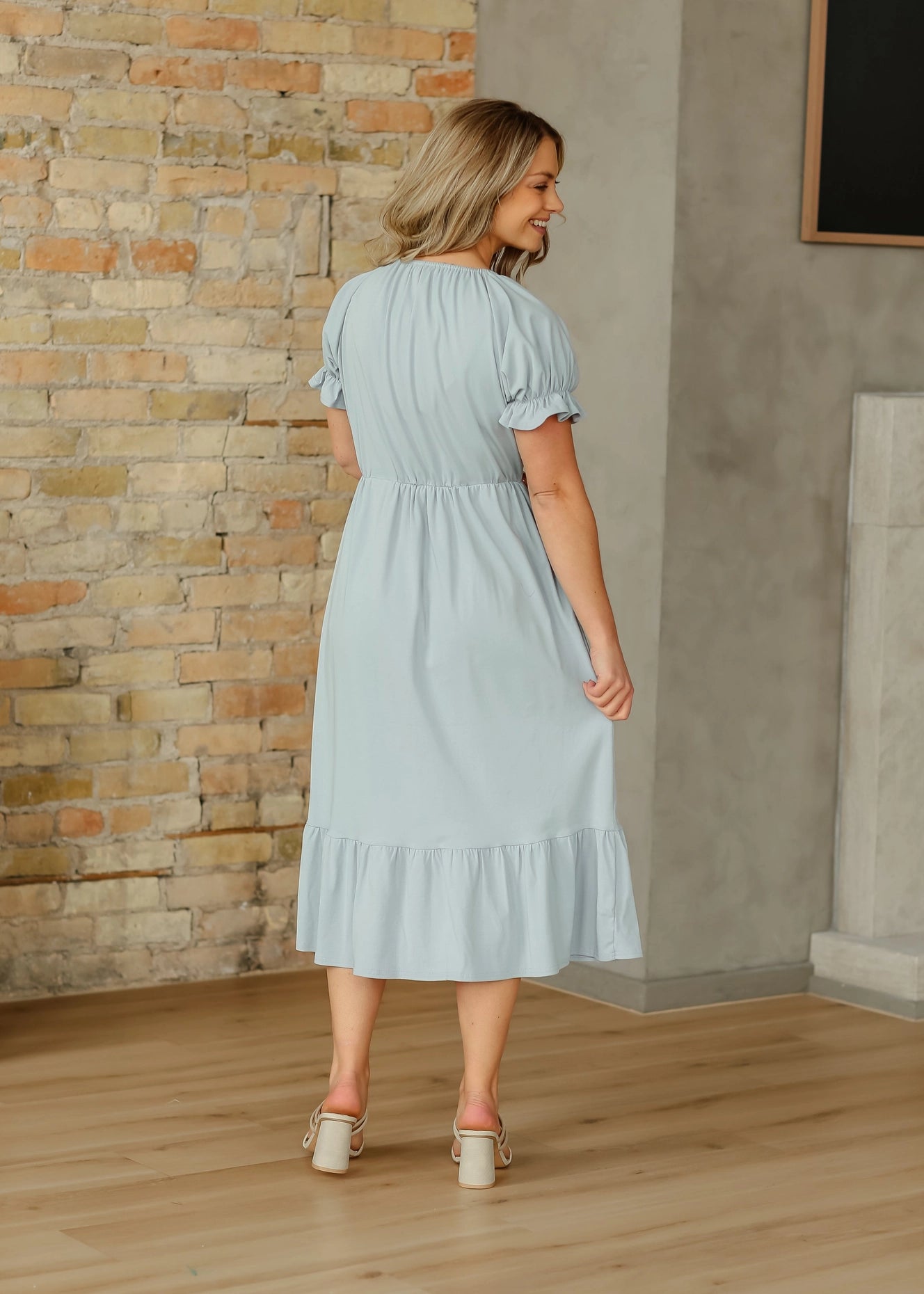 Amy Puff Sleeve Midi Dress | *PRE-ORDER*| Nursing Friendly