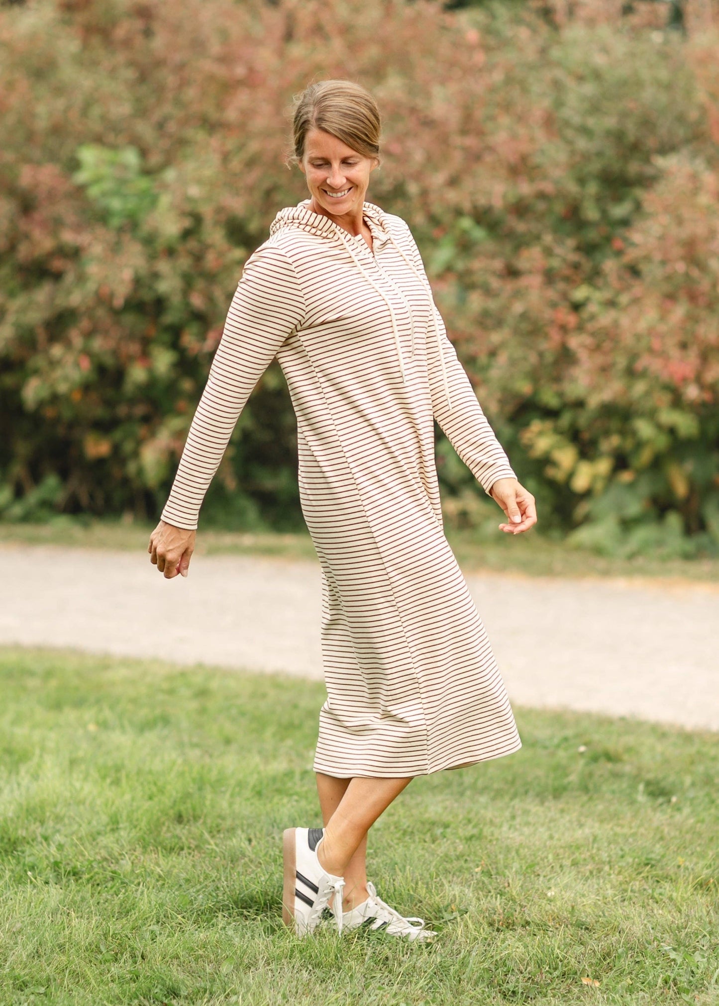 Cayla Quarter Zip Striped Maxi Dress | Nursing Friendly