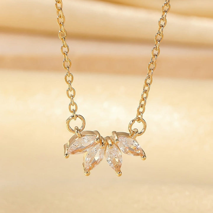 GOLD MARQUISE ZIRCONIA PENDANT NECKLACE