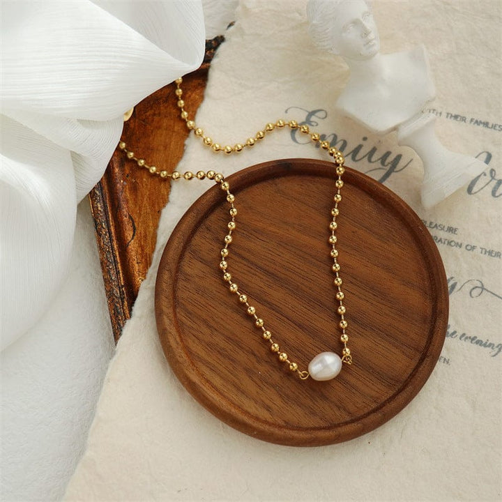 GOLD PEARL BEADED NECKLACE
