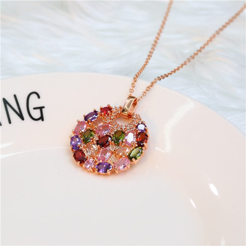 MULTI GEMSTONE CHARM NECKLACE