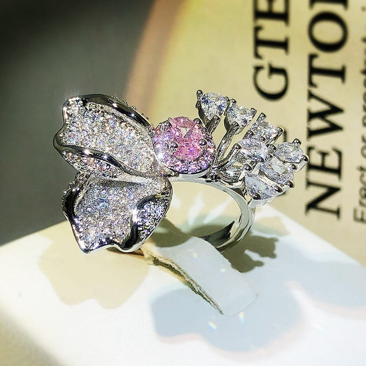 SPARKLING PETAL RING - (ADJUSTABLE)