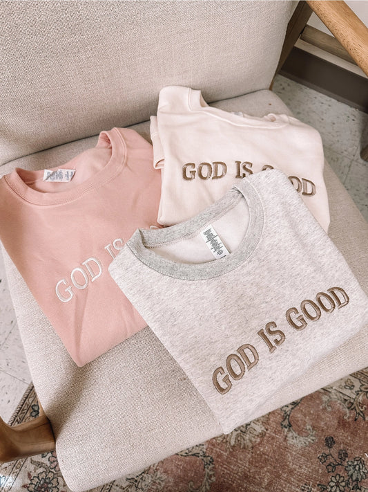 Embroidered Crewneck Sweatshirt | God Is Good