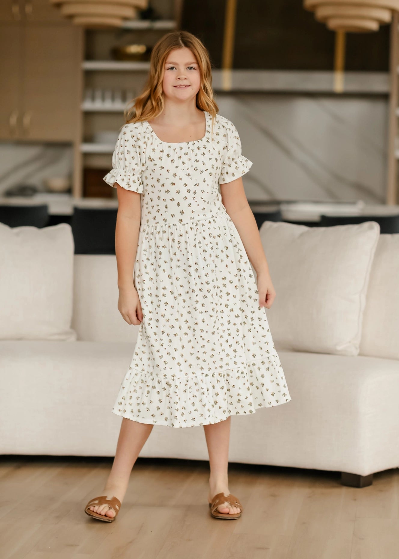 Girl's Aubriel Puff Sleeve Midi Dress |*PRE-ORDER*