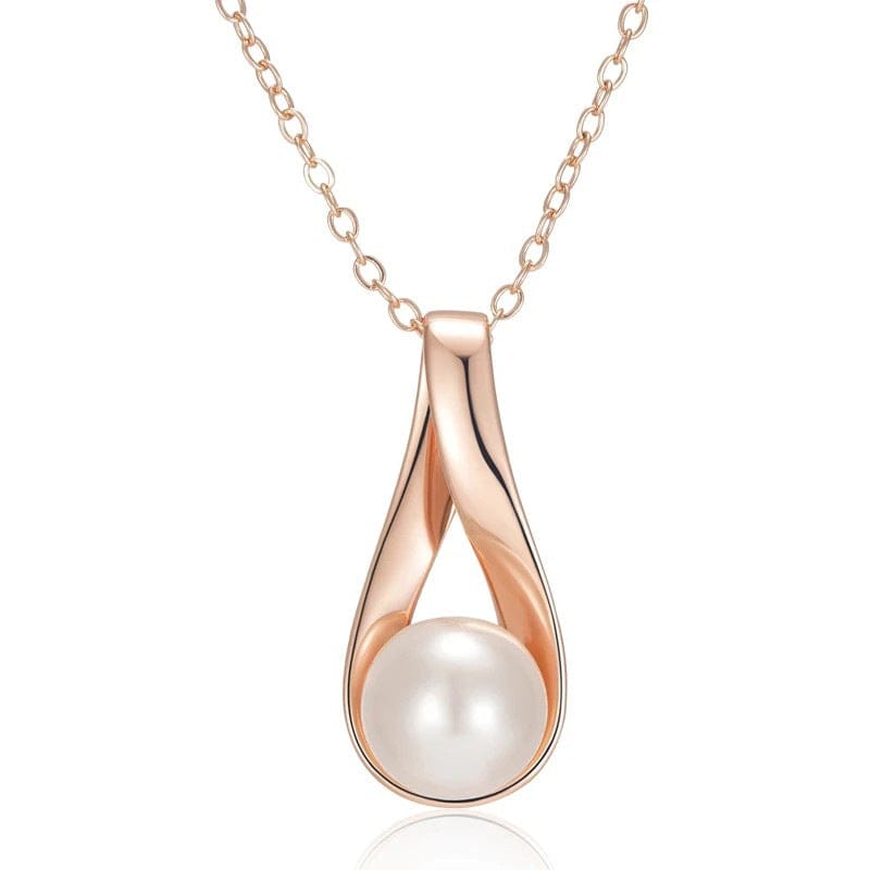 ROSE GOLD PEARL TEARDROP NECKLACE