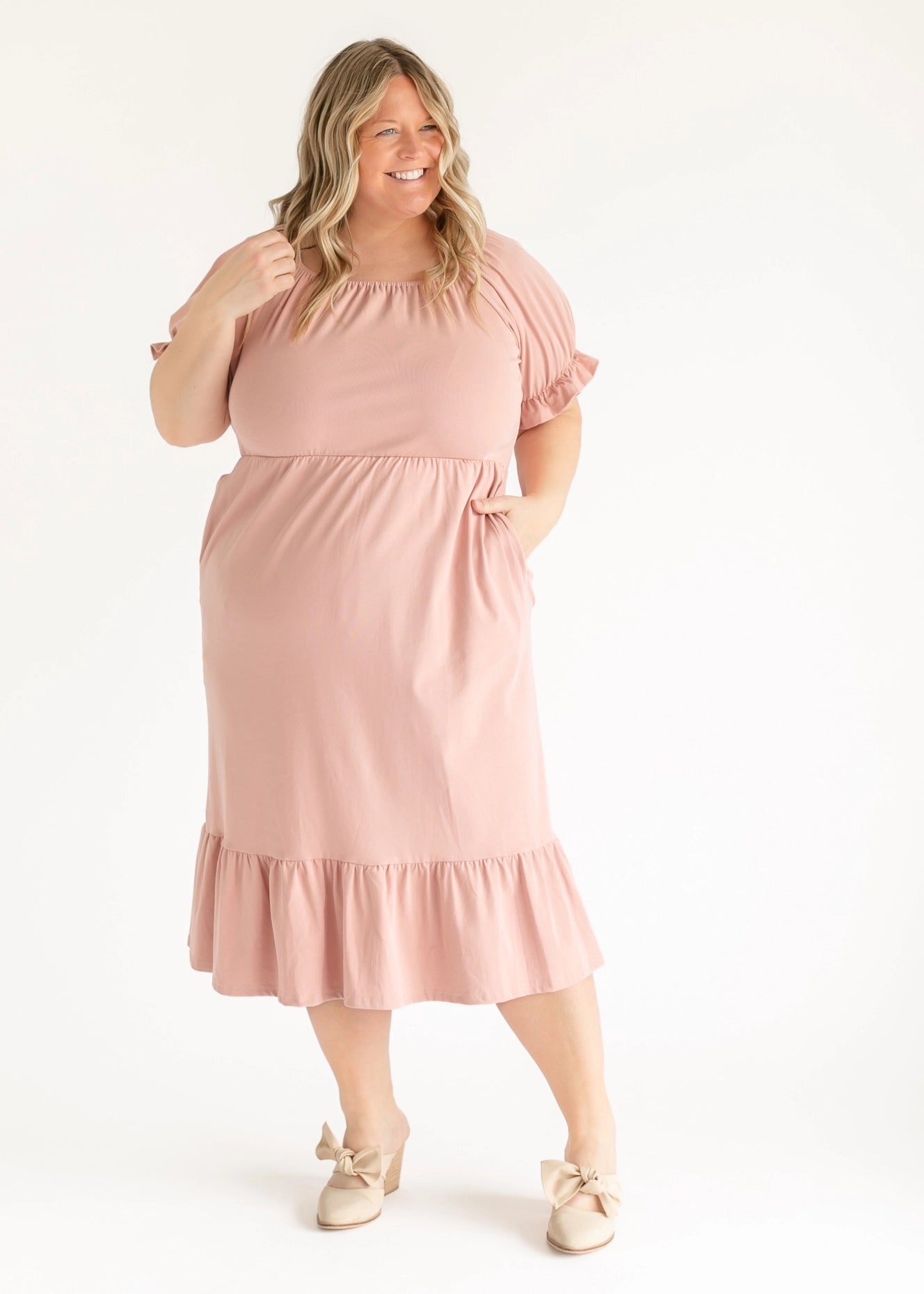 Amy Puff Sleeve Midi Dress | *PRE-ORDER*| Nursing Friendly