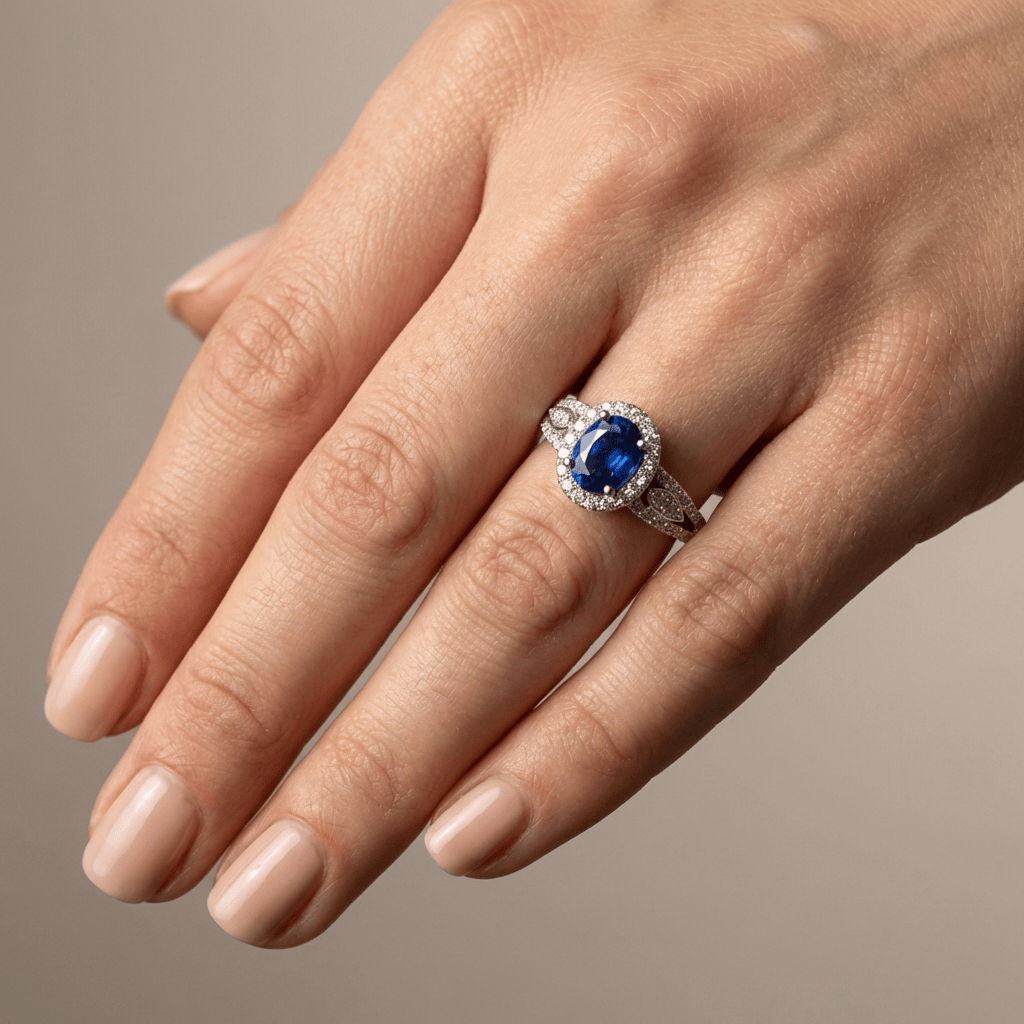 SAPPHIRE HALO VINTAGE RING