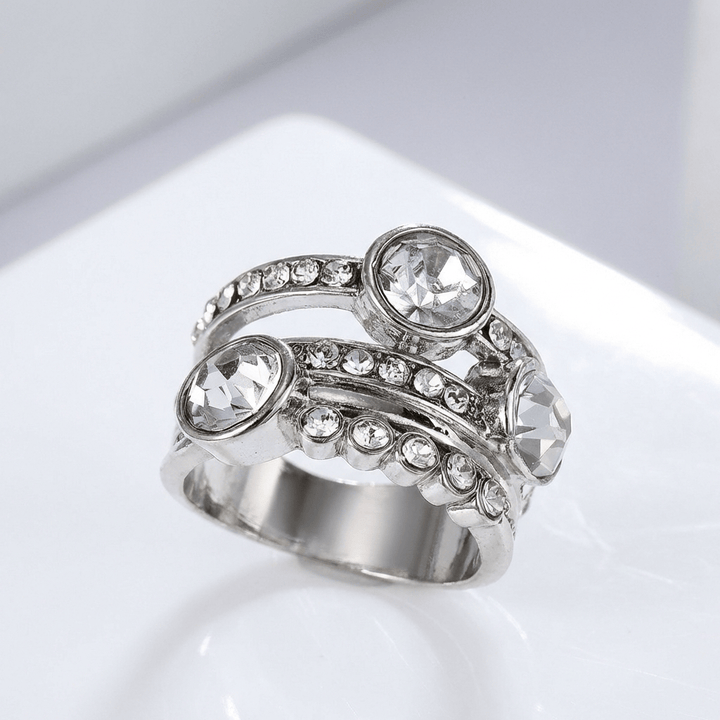SILVER TWIN SPARKLE RING