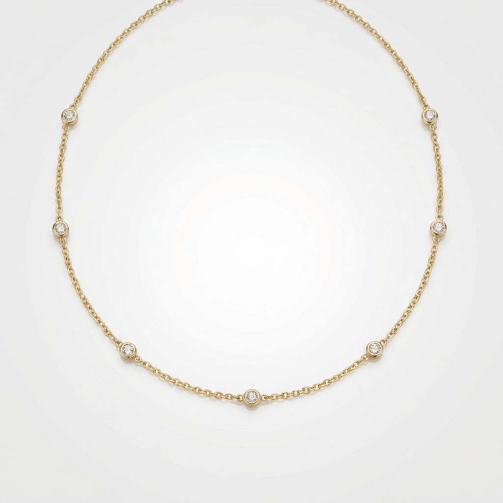 SILVER ZIRCONIA STATION NECKLACE