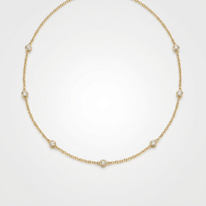SILVER ZIRCONIA STATION NECKLACE