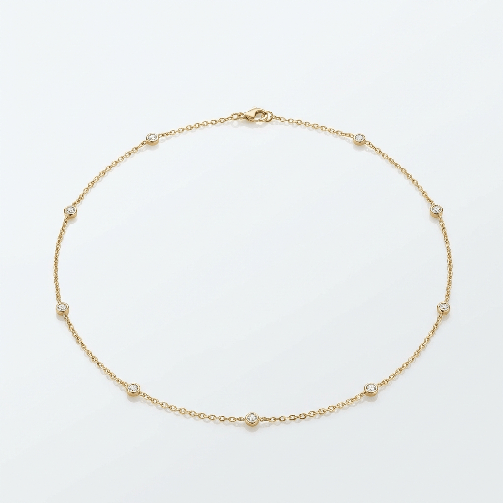 SILVER ZIRCONIA STATION NECKLACE