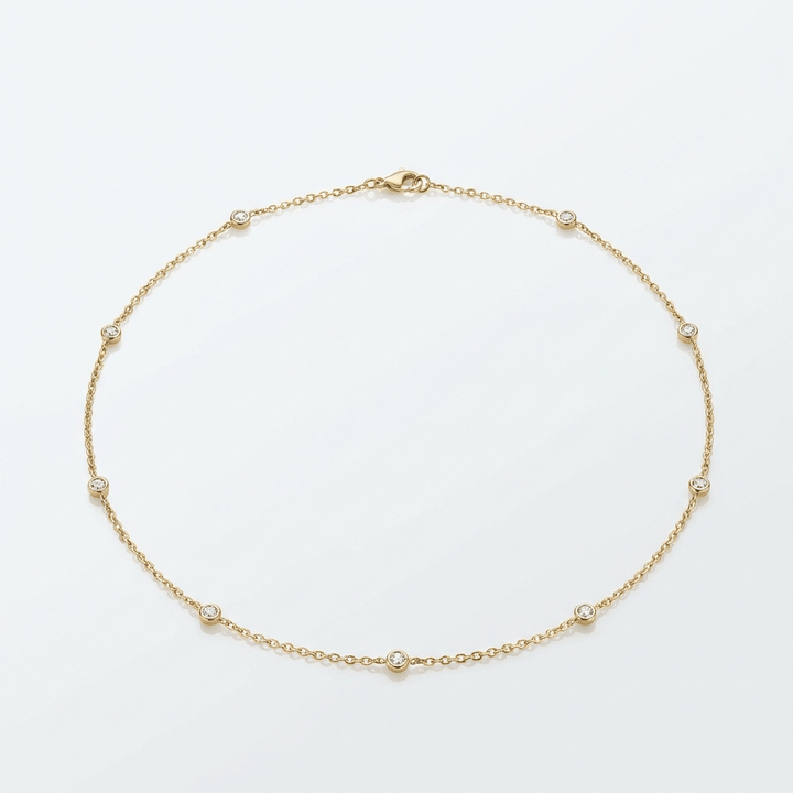 SILVER ZIRCONIA STATION NECKLACE