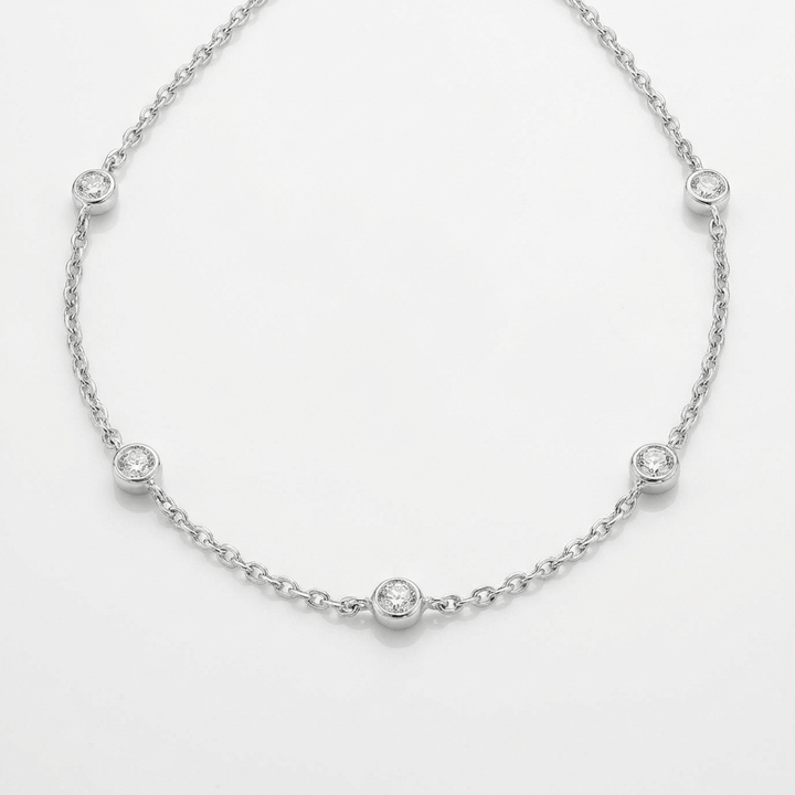 SILVER ZIRCONIA STATION NECKLACE
